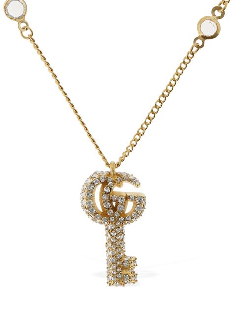 gucci double g necklace gold|gucci double g key necklace.